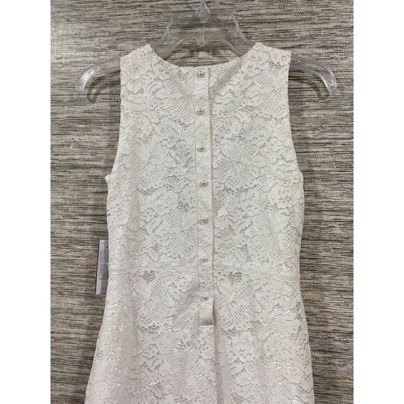 Guess Womens White Sleeveless Lace Dress With Back Button Detail - Size S - Picture 4 of 7